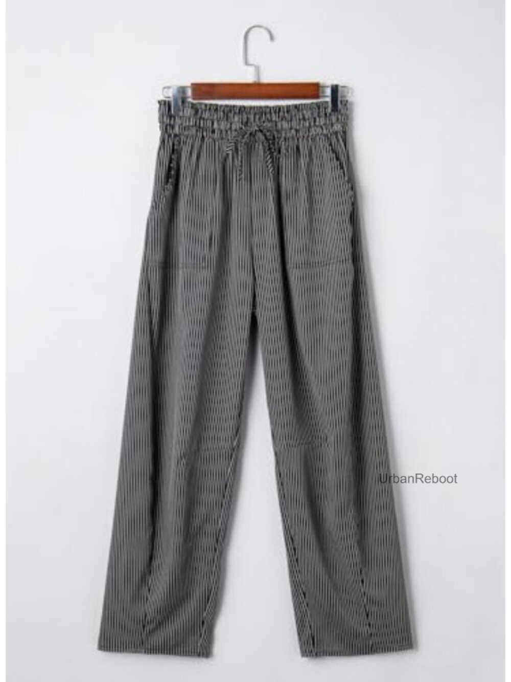 Women's Barrel Wide Leg Pants High Waisted Drawstring Trousers with Pockets - Picture 5 of 6